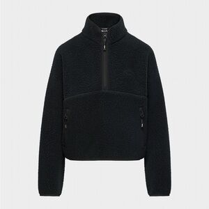 Aritzia Black Sherpa Half-Zip Pullover Hoodie